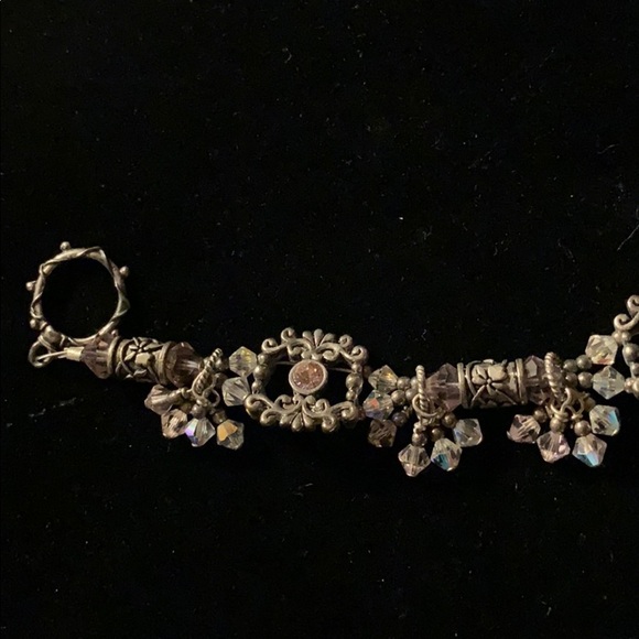 Handcrafted Lavender Crystal and Silver Bracelet - Picture 4 of 7